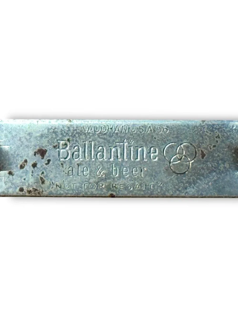 Vintage Ballantine Ale & Beer Vaughan USA Metal Bottle Opener Embossed Tri-Ring